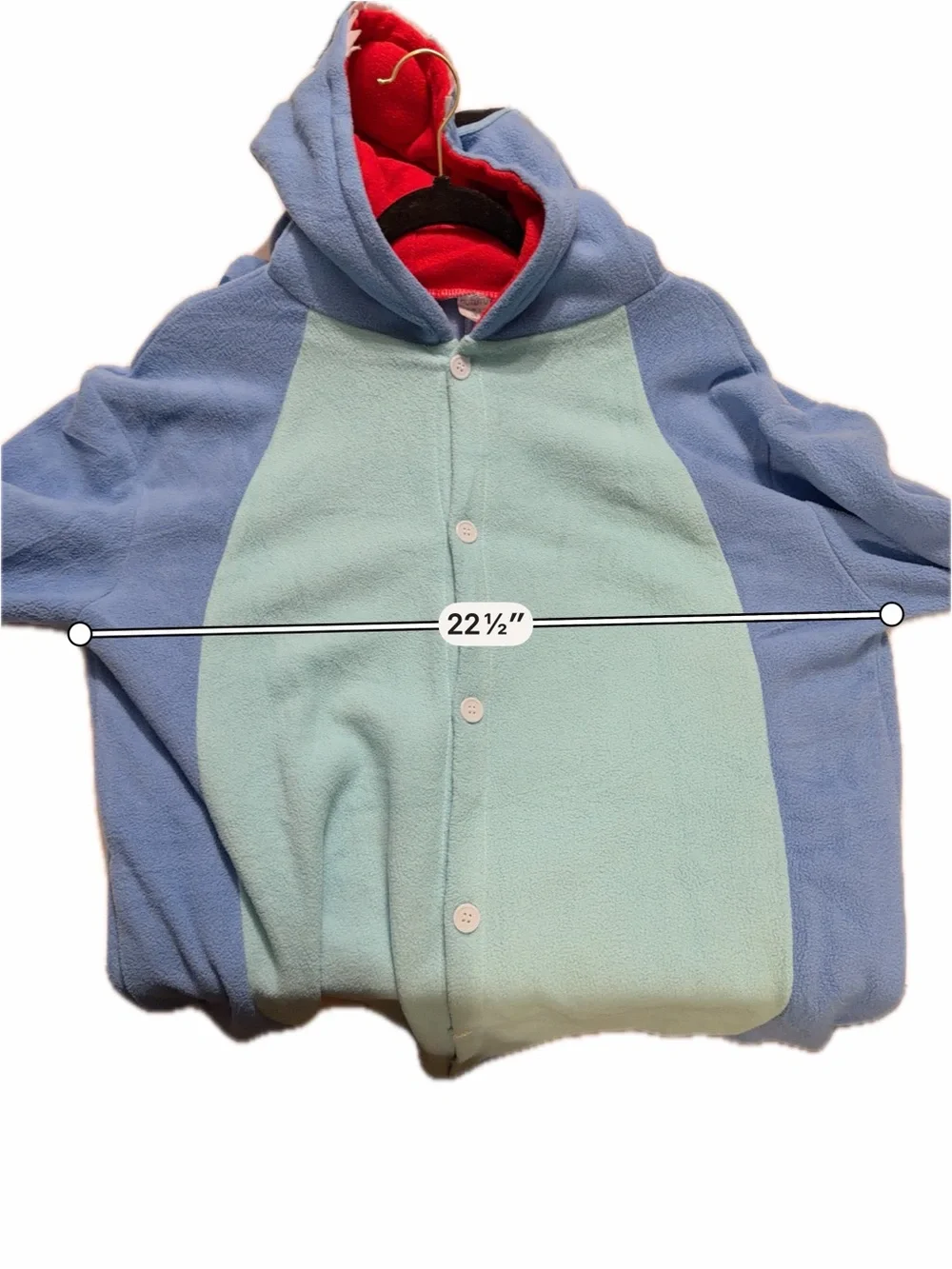 Disney Stitch Onesie Costume Union Suit Large Fleece Hooded Pajamas Kigurumi